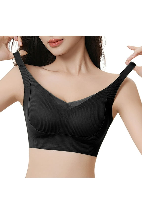 Bras for Women,Thin Seamless Vest Style Bra Soft Support for Large Chest Half Fixed Cup Breathable for Everyday Layering,Sports Bras for Women,Black,M