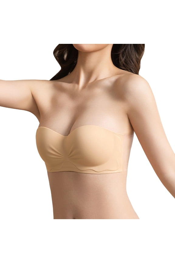 Bras for Women,Non Push Up Strapless Bra for Casual Wear Comfort Support Bra for Droop No Show Under Outfits,Sports Bras for Women,Beige,M