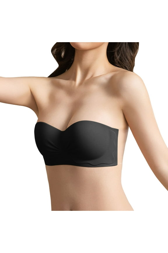 Bras for Women,Non Push Up Strapless Bra for Casual Wear Comfort Support Bra for Droop No Show Under Outfits,Sports Bras for Women,Black,L