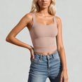 thumbnail image 1 of Xijirk Bras for Women Square Neck Cropped Tank Top Sleeveless Tight Fitted Stretch Camisole Casual Summer Layering Top,L, 1 of 6