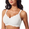 thumbnail image 1 of Xijirk Bras for Women Supportive Wireless Seamless Bra Versatile Innerwear Three Hook Closure Bra for Comfortable Daily Wear,White,L, 1 of 5
