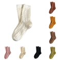 thumbnail image 1 of Xijirk Cable Knit Crew Socks Textured Mid Calf Knit Socks Retro Stylish Casual Socks for Women White,One Size, 1 of 5