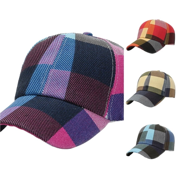 Xijirk Color Block Plaid Baseball Cap Soft Woven Curved Brim Headwear for Autumn Winter Street Style Travel Daily Casual Activities,Purple,One Size