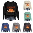 thumbnail image 1 of Xijirk Crewneck Pullover Sweatshirt Long Sleeve Oversized Fit Retro Pumpkin Season Letter Pumpkin Graphic Print for Fall Halloween and Daily Casual Wear,Black,L, 1 of 4