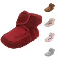 thumbnail image 1 of Xijirk Curly Baby Ankle Booties Baby Heart Embroidery Hook and Loop Warm Indoor Walking Shoes Red,12-18 Months, 1 of 8