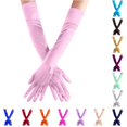 thumbnail image 1 of Xijirk Extra Long Stretch Satin Opera Gloves Elbow Length Smooth Shiny formal Wedding Prom Evening Party Halloween Cosplay Full Finger Decorative Gloves Pink,One Size, 1 of 4