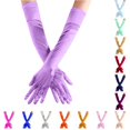 thumbnail image 1 of Xijirk Extra Long Stretch Satin Opera Gloves Elbow Length Smooth Shiny formal Wedding Prom Evening Party Halloween Cosplay Full Finger Decorative Gloves Light Blue,One Size, 1 of 4