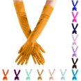 thumbnail image 1 of Xijirk Extra Long Stretch Satin Opera Gloves Elbow Length Smooth Shiny formal Wedding Prom Evening Party Halloween Cosplay Full Finger Decorative Gloves Yellow,One Size, 1 of 4