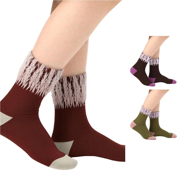 Xijirk Fringe Lace Crew Socks Color Block Cotton Ankle Socks Size:5-8 Years