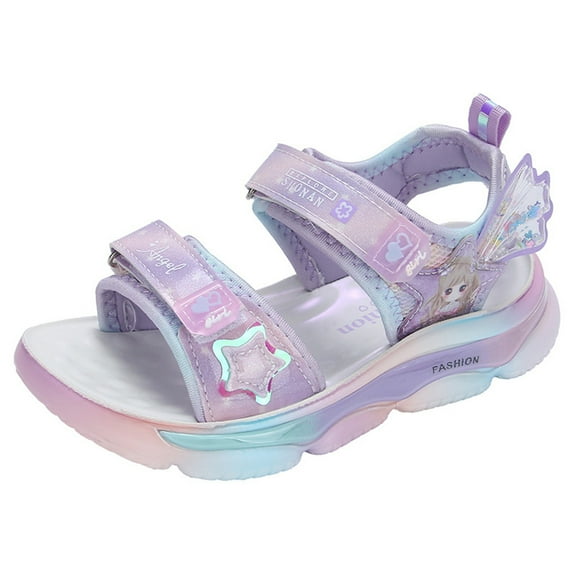 Xijirk Gilrs Sandals Comfortable Thick Soled Sandals Open Toe Cute Cartoon Princess Sandals,Size 10.5