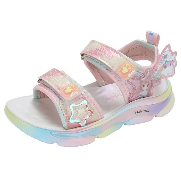 Xijirk Gilrs Sandals Comfortable Thick Soled Sandals Open Toe Cute Cartoon Princess Sandals,Size 4