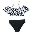 thumbnail image 1 of Xijirk Girl Cow Print Suspender Solid Color Shorts Summer 2PCS Bikini Swimsuit,Swimsuit Girls,Size 10-11 Years, 1 of 3