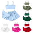thumbnail image 1 of Xijirk Girls 3-Piece Ruffle Bikini Set Spaghetti Strap Top with Matching Shorts and Bottom Light Blue Bathing Suit,8-10 Years, 1 of 4