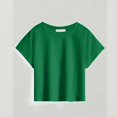 thumbnail image 1 of Xijirk Girls Batwing Short Sleeve Crop T‑Shirt Round Neck Casual Summer Top,10-11 Years, 1 of 5