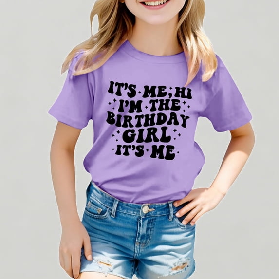 Xijirk Girls Birthday Short Sleeve Tee Cute Graphic Print T-Shirt for Party Outfit,10-12 Years