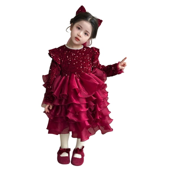 Xijirk Girls Dresses,And Shine Girls Holiday Party Dress Elegant Gown With Sequins For,Dresses for Girls,Red,7-8 Years