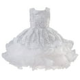 thumbnail image 1 of Xijirk Girls Dresses,Girls' Evening Dress High End Rose Sequined Puffy Dress Children's Birthday Party Dress 6 13 Years Old,Dresses for Girls,White,7-8 Years, 1 of 9