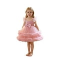 thumbnail image 1 of Xijirk Girls Dresses,Girls Party Dress With Bow Tiered Skirt Flutter Sleeves Formal Occasion Performance Tutu Gown,Dresses for Girls,Pink,9-12 Months, 1 of 9