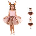 thumbnail image 1 of Xijirk Girls Halloween Reindeer Tutu Skirt Set with Antler Headband for Christmas Party and Dress Up,5-6 Years, 1 of 4