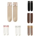 thumbnail image 1 of Xijirk Girls Heart Bow Calf Socks Vertical Ribbed Cute Decorative Toddler Socks for Little Girls 0-12 Years, 1 of 4