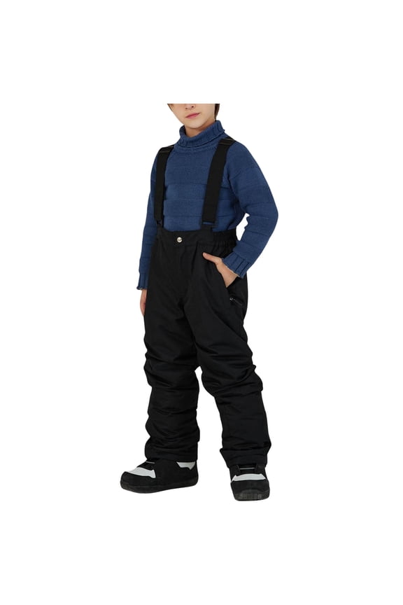 Girls Insulated Pants Winter Thermal Ski Trousers for Youth Cold Weather Outdoor Activities Water Resistant Softshell Bottoms for Snow Play,Black,15