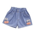 thumbnail image 1 of Xijirk Girls Jean Shorts,Kids Girls Summer Denim Shorts Elastic Waistband Flower Embroidery Jeans,Shorts for Girls(Color:Orange,Size:3-4 Years), 1 of 5