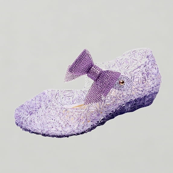 Xijirk Girls Jelly Shoes Mary Jane Shoes Clear Glitter with Hollow-Carved Birthday Party Dress Up Sandals,4.5-5 Years