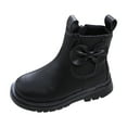 thumbnail image 1 of Xijirk Girls Leather Boots Short Ankle Non Breathable Soft Sole Casual Shoes(Color:Black,Size:10.5-11 Years), 1 of 9