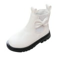 thumbnail image 1 of Xijirk Girls Leather Boots Short Ankle Non Breathable Soft Sole Casual Shoes(Color:White,Size:11-11.5 Years), 1 of 9