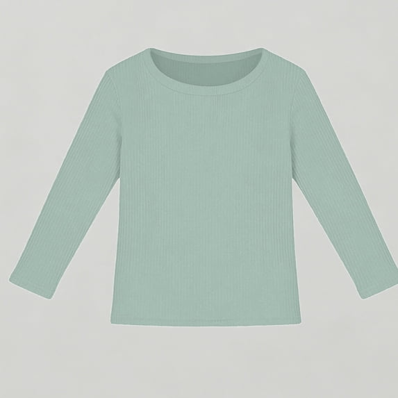 Xijirk Girls Long Sleeve Ribbed Stretch Tee Slim Fit Casual Basic Shirt for Kids,15-16 Years
