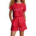thumbnail image 1 of Xijirk Girls Outfits Casual Playwear Set Short Sleeve Top and Pocket Shorts Two Piece Summer Outfit for Play Dates Outdoor Adventures and Comfortable Daily Activities,Red,11-12 Years, 1 of 4