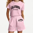 thumbnail image 1 of Xijirk Girls Outfits Casual Suit Set Fashion Letter Print Loose Fit Short Sleeve Two Piece Outfit for Playful Daily Wear Activities,6 Years, 1 of 3