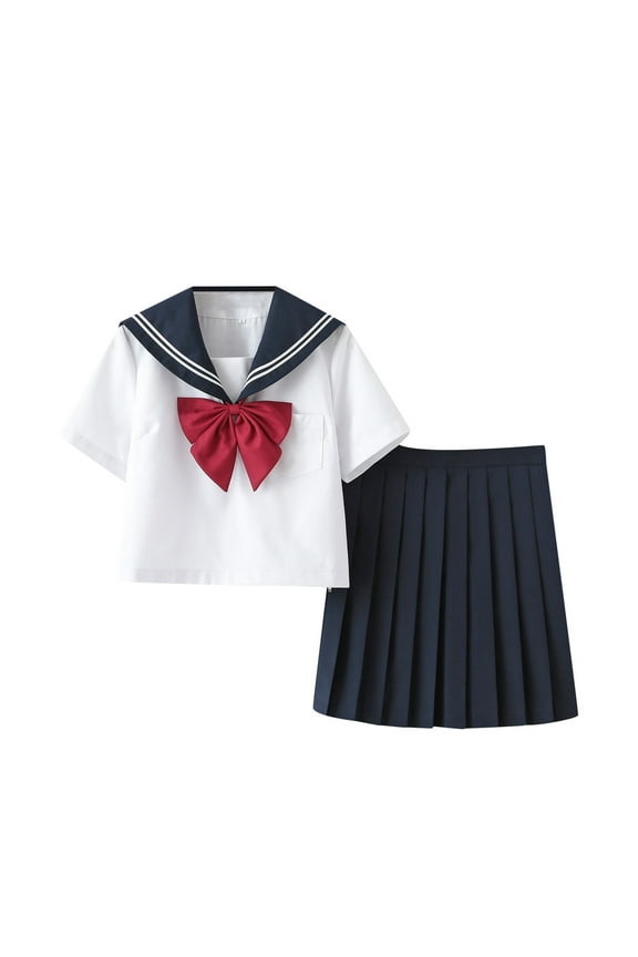 Girls Outfits Girl Outfit Set Kawaii High School Style Skirt Sailor Suit Japanese Student Inspired Look for Themed Events and Casual Fashion,Black,L