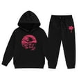thumbnail image 1 of Xijirk Girls Outfits Kids Winter Outfit Set Long Sleeve Solid Hoodie and Pants for Warm Wear Indoor Play and Cozy Lounging Activities,Black,8-9 Years, 1 of 3