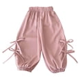 thumbnail image 1 of Xijirk Girls Pants Cute Bow Pants Green Casual Trousers Elastic Loose Fit Lightweight Soft Stylish Kids Bottoms For Everyday Play,Pink,7-8 Years, 1 of 4