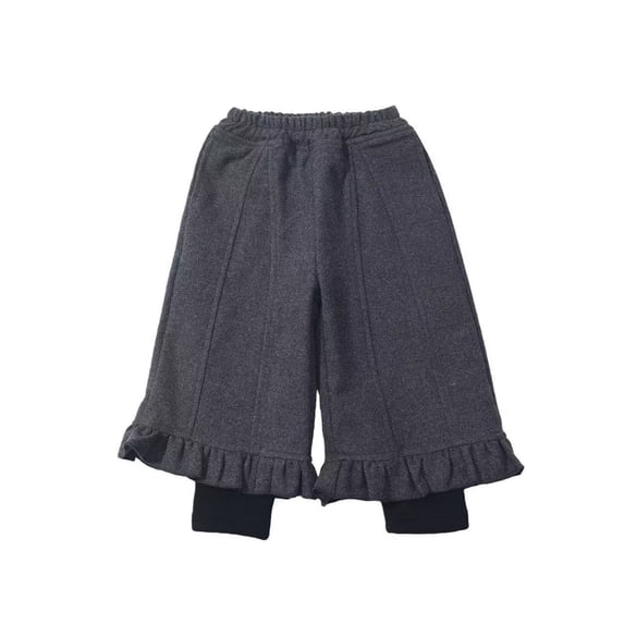 Xijirk Girls Pants,Girls Lined Pants Winter Warm Flowy Wide Leg Trousers Soft Casual Playwear Outfit for Toddlers and Kids Comfort Wear,Girls Sweatpants,1-2 Years,Black