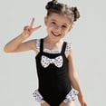 thumbnail image 1 of Xijirk Girls' Polka Dot Bow One-Piece Swimsuit Toddler Ruffle Swimwear for Beach & Pool,6-7 Years, 1 of 8