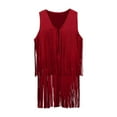 thumbnail image 1 of Xijirk Girls Retro Western Fringe Vest Set Hippie Party Outfit for Play and Dress Up,Red,11-12 Years, 1 of 3