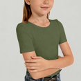 thumbnail image 1 of Xijirk Girls Ribbed Knit Short Sleeve Crewneck Tee Soft Casual Basic Top for Toddler Everyday Wear,7-8 Years, 1 of 4