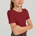 thumbnail image 1 of Xijirk Girls Ribbed Knit Short Sleeve Crewneck Tee Soft Casual Basic Top for Toddler Everyday Wear,8-9 Years, 1 of 4