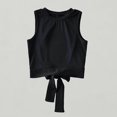 thumbnail image 1 of Xijirk Girls' Ribbed Knit Sleeveless Tank Top Round Neck with Back Bow Tie Detail Cropped Summer T-Shirt,S, 1 of 5