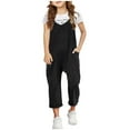 thumbnail image 1 of Xijirk Girls Romper,Girls Casual Sleeveless Jumpsuits Spaghetti Strap Comfortable Loose Overalls Rompers Long Pants with Pocket 1 Piece Overalls(Color:Black,Size:XL), 1 of 7
