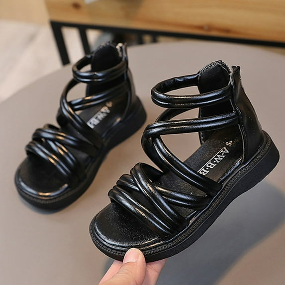 Xijirk Girls Sandals,Children Shoes High Top Flat Sandals Roman Fashion Outdoor Beach Princess Sandals,Toddler Girl Sandals/Toddler Boy Sandals(Color:Black,Size:9)
