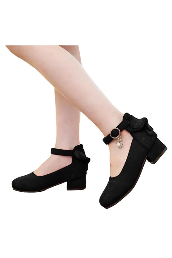 Girls Sandals,Children Shoes Thick High Heel Sandals Diamond Bow Princess Sandals for Dress Up and Party Wear Comfortable Design,Toddler Sandals,Black,7-8 Years