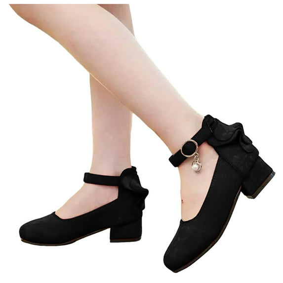 Xijirk Girls Sandals,Children Shoes Thick High Heel Sandals Diamond Bow Princess Sandals for Dress Up and Party Wear Comfortable Design,Toddler Sandals,Black,9.5-10 Years