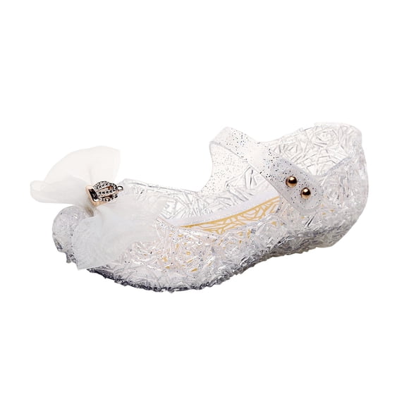 Xijirk Girls Sandals,Jelly Shoes for Girls Glitter Sandals Dress Sandals for Toddlers Birthday Parties and Casual Outings,Toddler Sandals,Silver,7-8 Years