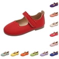 thumbnail image 1 of Xijirk Girls Scalloped Strap Mary Jane Flats Solid Color Casual Dance Wedding Dress Shoes for Toddler Little Big Kid 3.5-4 Years,Red, 1 of 9