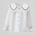 thumbnail image 1 of Xijirk Girls Shirts Elegant Long Sleeve Party Blouse Ruffled Button Down Shirt for School and Occasions,11-12 Years, 1 of 4