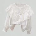 thumbnail image 1 of Xijirk Girls Shirts Elegant Long Sleeve Party Blouse Ruffled Button Down Shirt for School and Occasions,11-12 Years, 1 of 4