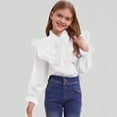 thumbnail image 1 of Xijirk Girls Shirts Elegant Long Sleeve Party Blouse Ruffled Button Down Shirt for School and Occasions,13-14 Years, 1 of 7
